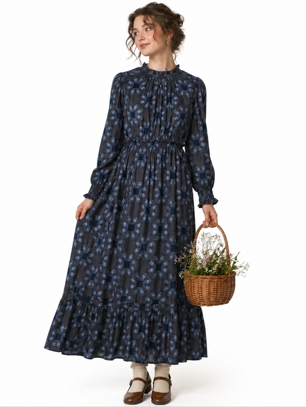 Universal Thread Quilt Pattern Blue Dress